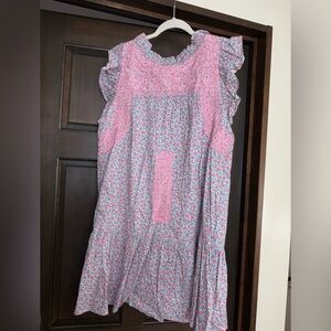 j. marie floral dress with embroidered collar, M